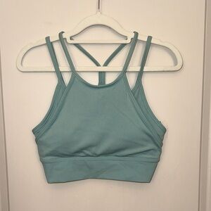 Nike Light Teal Double-Strap Ribbed Sports Bralette